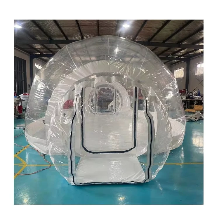 Tenda Inflável Transparente de Ar Constante de 28 pés com Duas Portas, 2 Túneis, Rápida e Automática para Quatro Estações