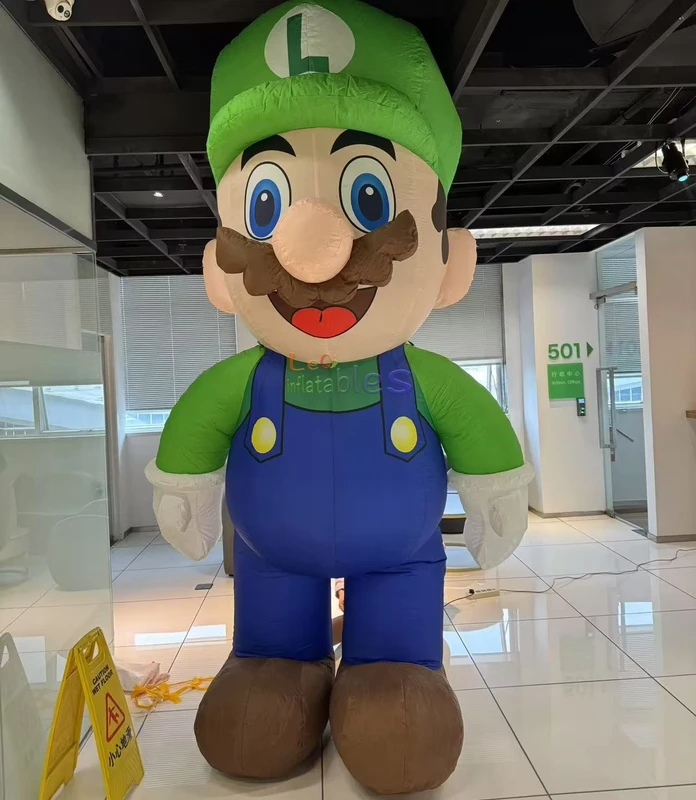 2M Mario Cartoon Character Inflatable Luigi for Advertising Giant Inflatable Super Mario for Shopping Mall Scenic Decoration