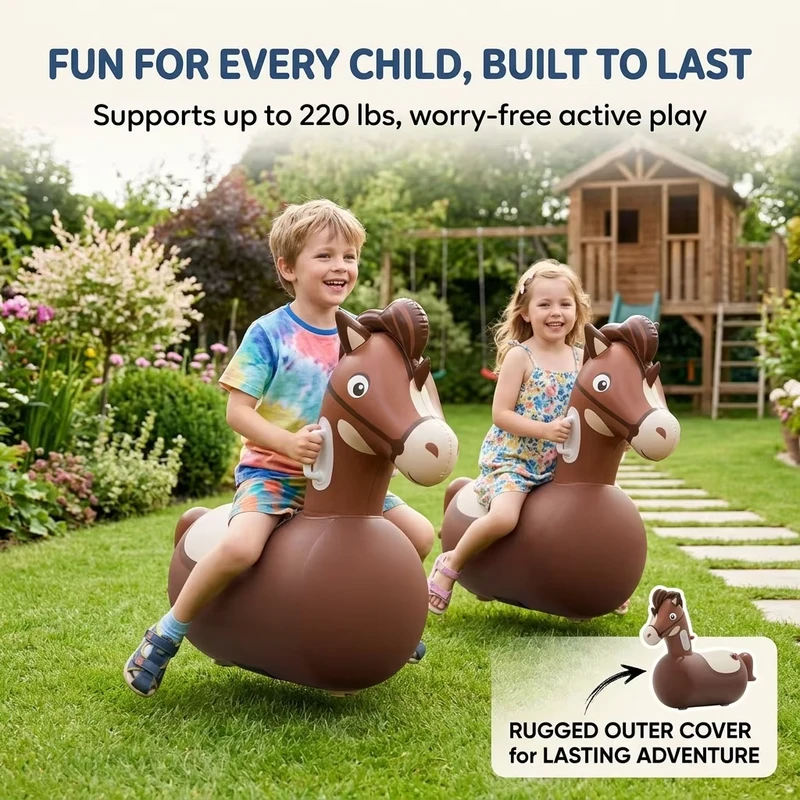 Giocattolo Gonfiabile a Forma di Cavallo 2PCS con Pompa, Carico Massimo 220lbs per Bambini dai 5 anni in su