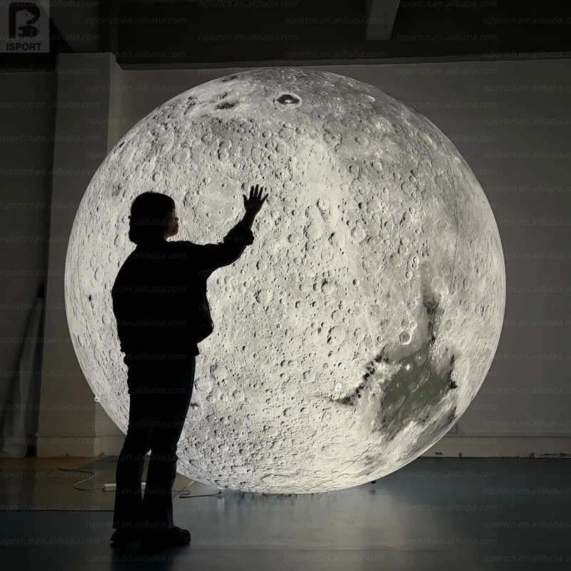 2m 3m 4m Commercial PVC Airtight Inflatable Giant Moon Balloon Custom Nine Planets Large Inflatable Moon Model With LED