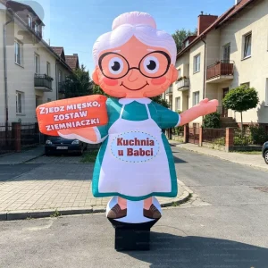 2m Custom Inflatable Giant Waving Grandma Chef Air Waver For Brand Activation Home Cook Catering Business Restaurant Bakery Shop