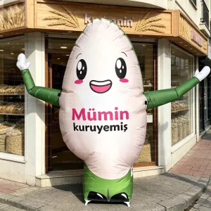 2m Eye Catching Custom Waving Arm Rice Grain Cartoon Inflatable Swing Dancing Wacky Waver Air Dance For Restaurant Grocery Brand