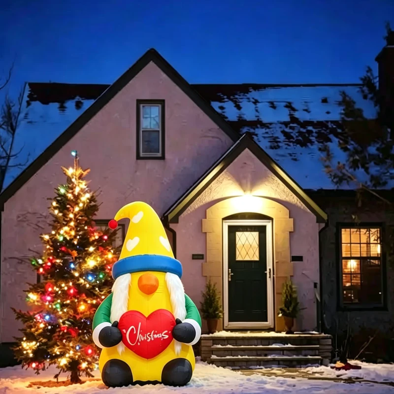 2m Waterproof Inflatable Christmas Gnomes Tomte Nisse Kabouter Yard Decorations Built in LED Lights for Christmas Decorations