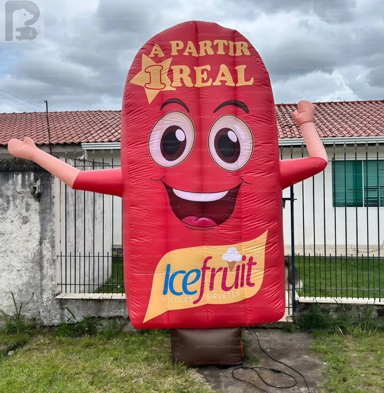 2m Waving Inflatable Popsicle Air Dancer Giant Ice Pop Model For Outdoor Summer Carnival Frozen Food Retail Event Prop