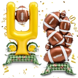 2pcs 4 Foot Giant Self Supporting Foil Football Balloons Birthday Supplies Sports Themed Party Decor Indoor and Outdoor Goalpost