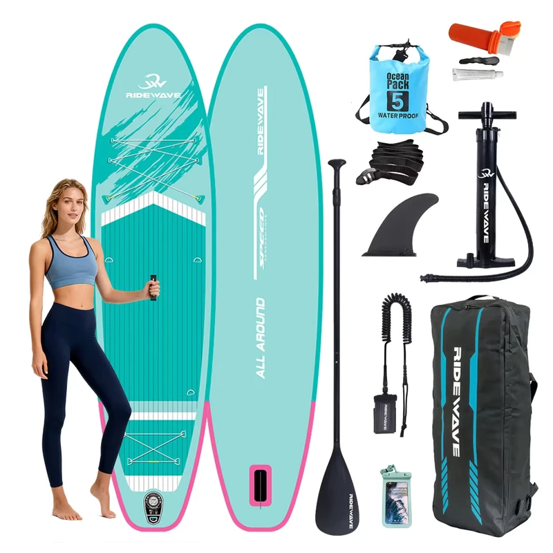 Papan Paddle Inflatable Stand Up 3 Sistem Fin Ganda 11' Tracking ISUP Surfboard Papan Paddle Bertekanan Tinggi