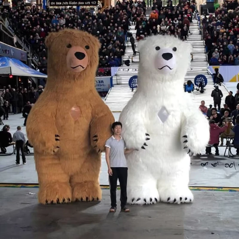Fantasia de Mascote Inflável de Urso Polar Gigante de 3 Metros de Comprimento