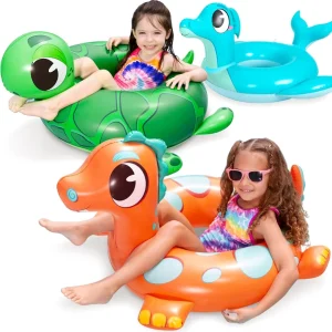 3-Pack Inflatable Zwembadbanden Drijvers Dinosaurus Zee Schildpad Dolfijn Zwemringen voor Kinderen Peuters