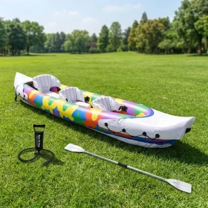 3 Person Inflatable Fishing Kayak PVC Material Drifting Sport Yacht for Outdoor Use Includes Paddle & Pump