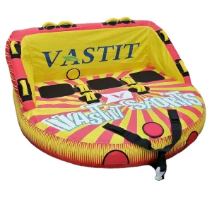 Tubes Towable Inflatable PVC untuk 3 Orang, Olahraga Air, Tube Ski Air Sofa 3 Kursi Warna Kuning