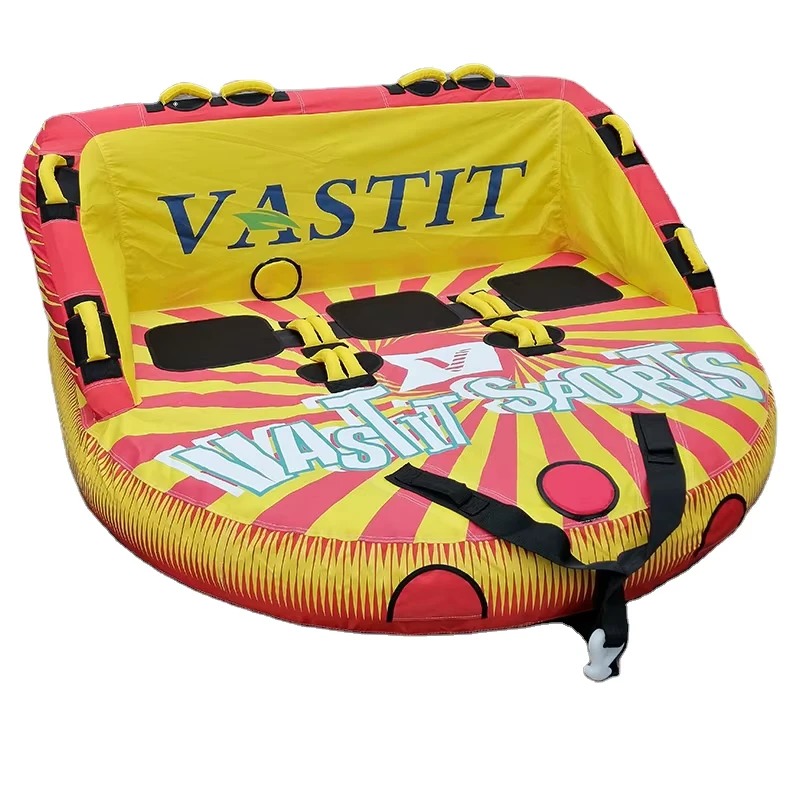 Tubi Gonfiabili Trainabili per 3 Persone in PVC per Sport Acquatici, Tubo da Sci Acquatico, Divano a 3 Posti, Colore Giallo