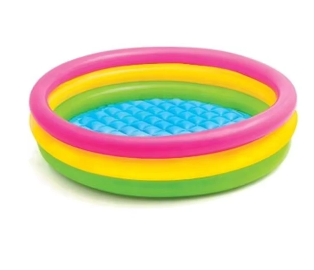 Piscina gonfiabile per bambini con 3 anelli, piscina arcobaleno per giochi d'acqua