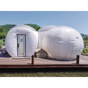 3 Rooms Clear Top Lodge Inflatable Resort Glamping Bubble Hotel with Silent Blower