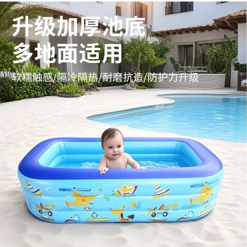 Piscina familiar inflable rectangular de 3 niveles, PVC engrosado a prueba de fugas, piscina inflable para niños y adultos, diversión de verano en interiores y exteriores
