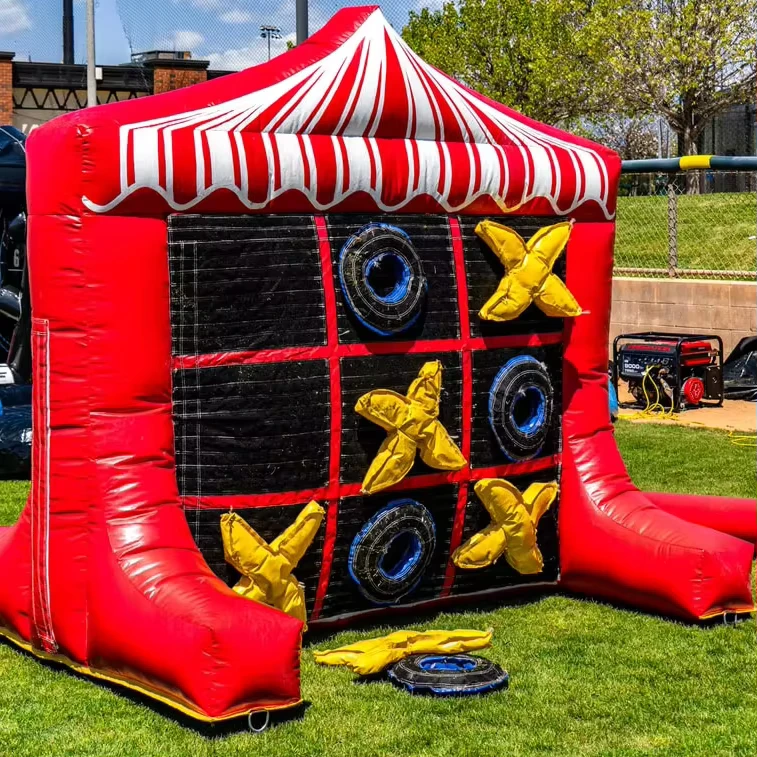 Juego de 3 en 1: Gigante Inflable de Carnaval Tic Tac Toe y Conecta 4, Eventos Deportivos de PVC con Soplador y Kits de Reparación para Alquiler