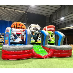 3 in 1 Sportzone PVC Opblaasbaar Avonturenpark Spelstation Multi Sport Speelplaats Kinderfeest Verhuur Binnen Buiten Evenement