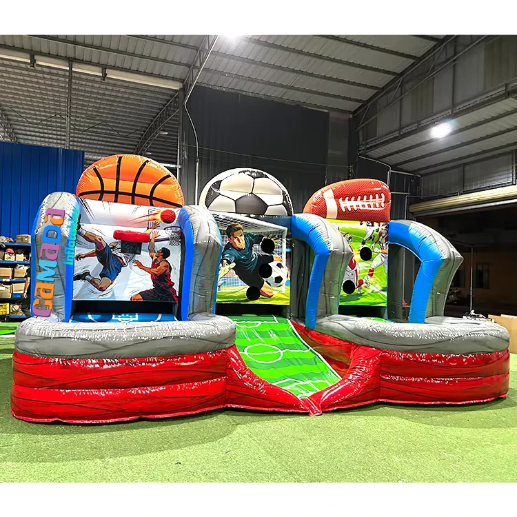 Parc d'aventure gonflable PVC 3 en 1, station de jeux multi-sport, aire de jeux pour enfants, location pour fêtes, événements intérieurs et extérieurs