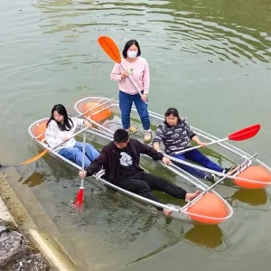 3.3 m Transparent Double Kayak Aluminum Alloy Frame with Inflatable Floats Portable Fishing and Recreational Water Sports Boat