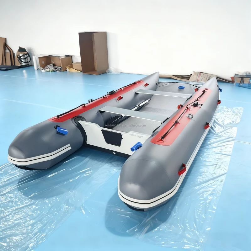 Barco Inflável Fast Cat de 3,3m 3,5m 4m com Fundo de Costura Inflável para Pesca e Mergulho