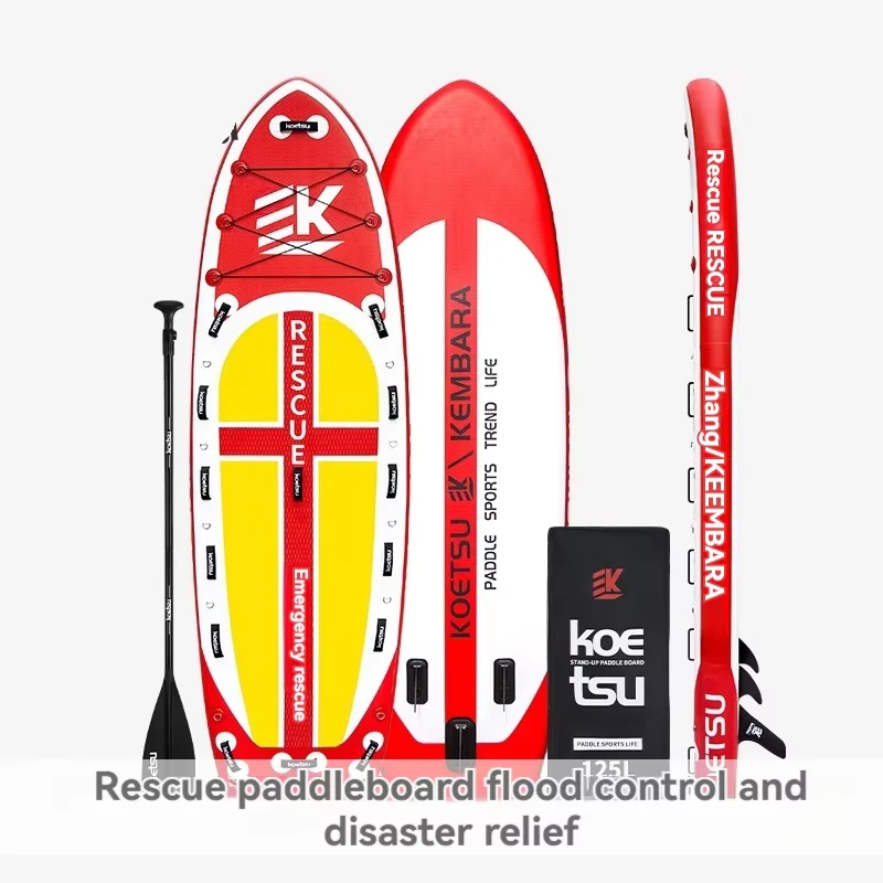Prancha de Surf Inflável Ampliada de 3.5m, Prancha de Patrulha de Controlo de Cheias, Equipamento de Resgate de Emergência, Prancha de Resgate