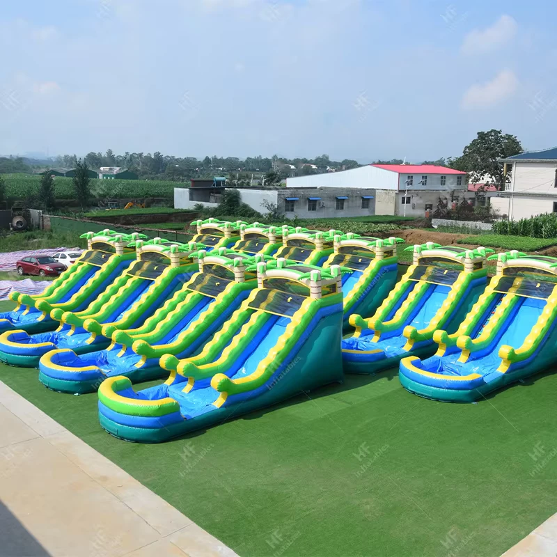 30ft kommerzielle Einzelbahn aufblasbare Wasserrutsche Tropisches Paradies mit Palme & Planschbecken