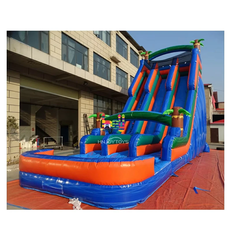 Toboggan gonflable de 30 pieds de haut avec piscine, toboggan gonflable commercial pour adultes et enfants, toboggan aquatique extérieur