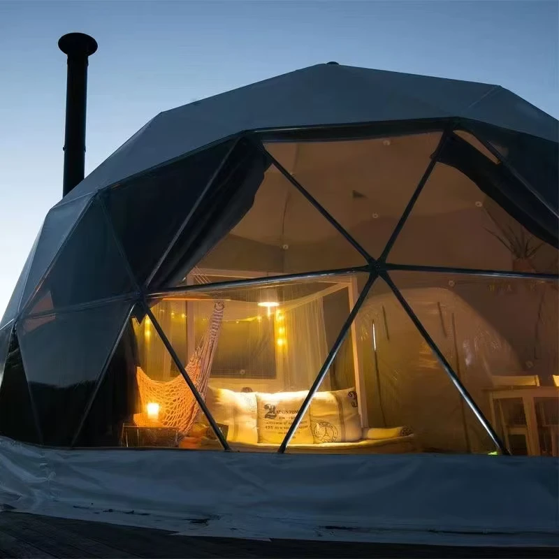 30m 40m 50m 60m Luxe Geodetische Koepeltent Huis Aluminium Waterdicht PVC Sdome Boogtent voor Buiten Kamperen