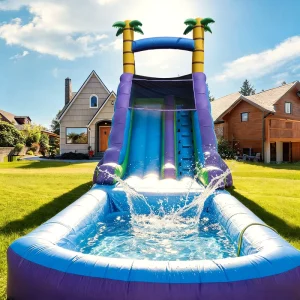 30x15x18FT Commercial Grade PVC Large Inflatable Slide Outdoor Adult Kids Backyard Inflatable Water Slide With Large Pool, Blower