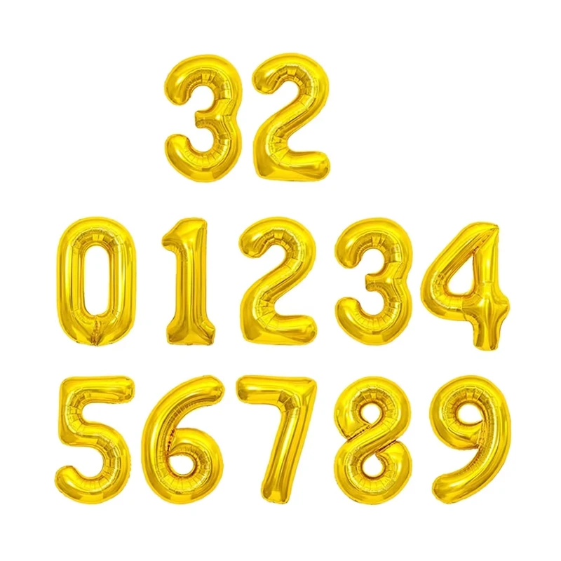 32 Inch Foil Globos 0 1 2 3 4 5 6 7 8 9 Number Helium Foil Balloon Set Wedding Birthday Party Supplies Decoration Number Ballon
