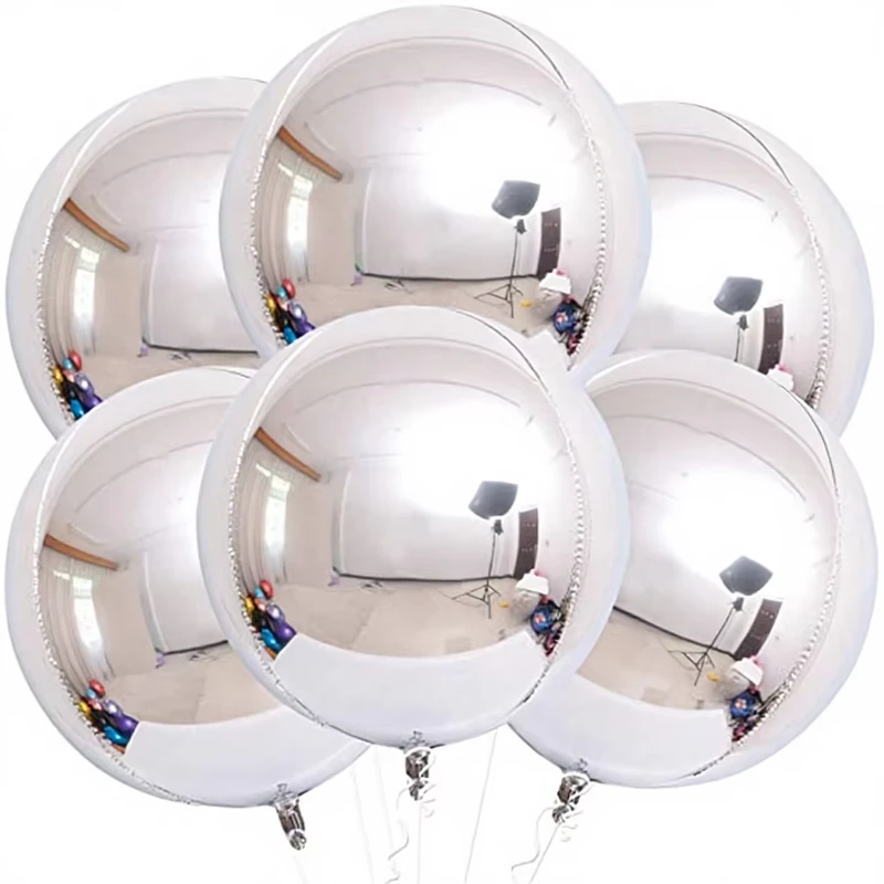 Palloncino Mylar Metallico Gigante 4D Rotondo da 32 Pollici, Oro e Argento, Decorazione per Capodanno, Compleanni, Matrimoni