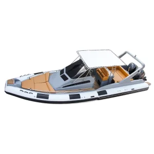 32-foot 1.2-inch PVC inflatable rigid-rib boat, 9.6 meters luxury inflatable kayak CE certified with an outboard motor.