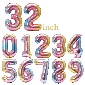 32in Metallic Nummer Folie Ballonnen Multi Kleur Opblaasbare Helium Feestdecoraties voor Valentijnsdag Festivals