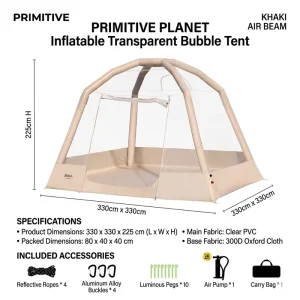 330x330cm Crystal Bubble Tent Clear PVC Air Beam Outdoor Starry Sky Room House with Air Pump Tent