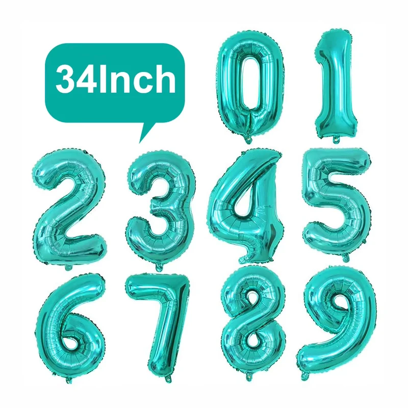 34” Blue Large Huge Inflatable Air Helium Quality Letter Number Foil Balloons for Party Festival Birthday Decor