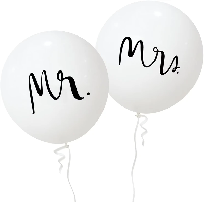 Balon Pernikahan Raksasa Putih 36 Inci Mr Mrs Balon Lateks untuk Dekorasi Pernikahan Pertunangan Ulang Tahun Hari Kasih Sayang