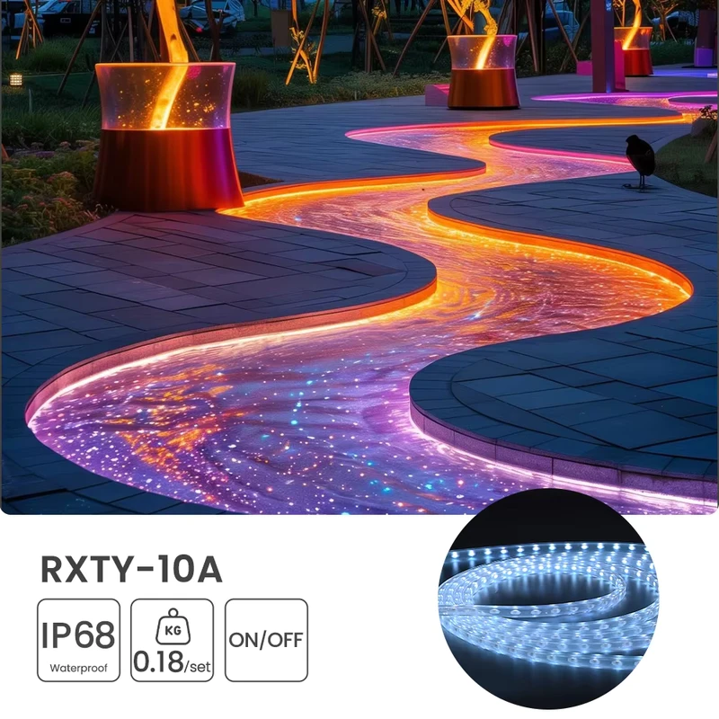 360度完全透明 IP68防水 RGB LEDネオンライト 曲げられる柔軟な調光可能 DC24V 風景照明用