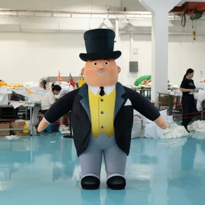 360도 맞춤형 젠틀맨 의상 대형 만화 마스코트 워킹 광고용 인플레이터블 슈트 야외 행사용