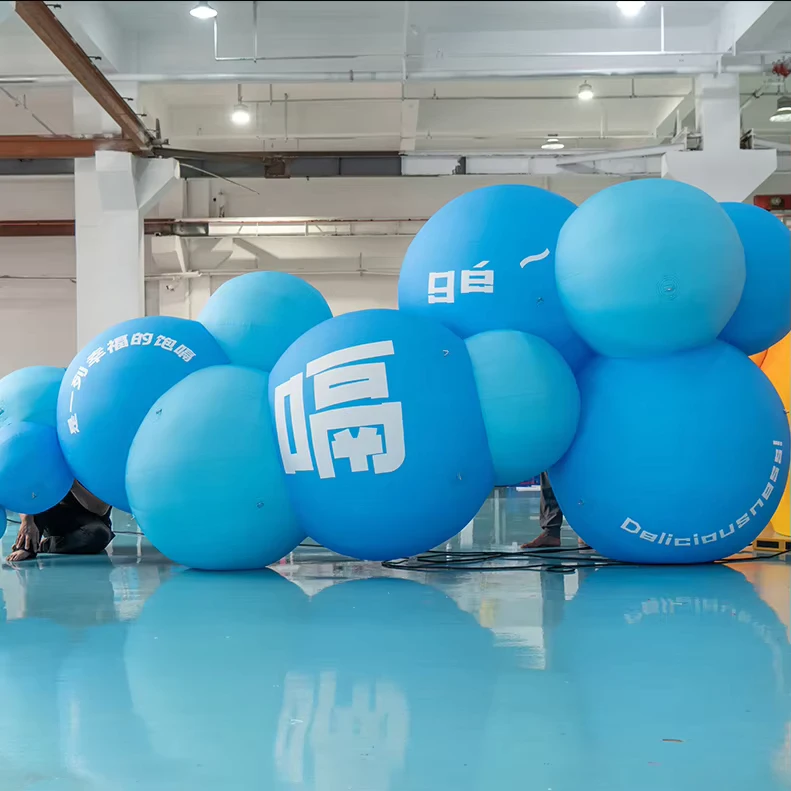 360 インフレータブルカスタムジャイアントブルーライト防水耐久バルーンイベント用オックスフォード布