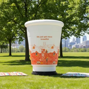Modelo de Taza de Café Inflable Gigante 360 Personalizado para Publicidad Inflable para Promoción de Apertura de Cafetería