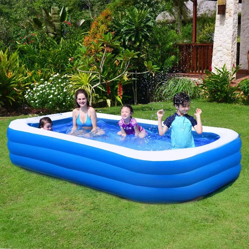 Piscina Inflable Rectangular de 366cm*193cm*56cm para Niños, Piscina de PVC para Adultos