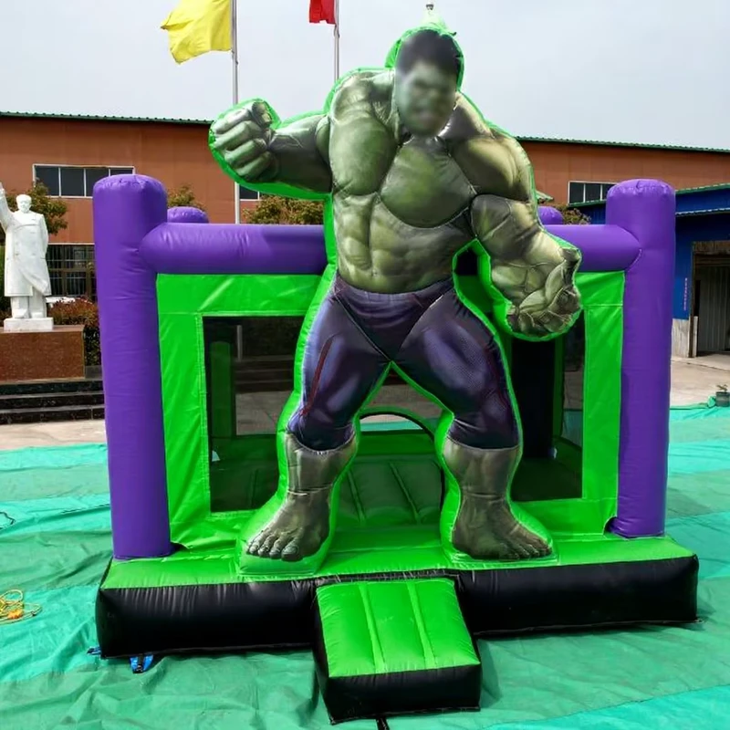 3D Character Design Bouncy Castle Inflatable Backyard Jumpers Combo Green Moonwalk Bouncer Inflatables for Events