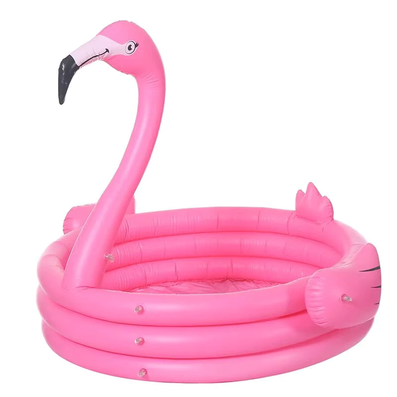 3D Opblaasbare Flamingo Zwembad voor Kinderen Zwembad voor Achtertuin Met Gevoerde Bodem Roze Waterzwembad