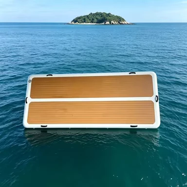 3m*2m 인플레이터블 플로팅 독 플랫폼 티크 데크 패드 사다리 드롭 스티치 휴대용 수상 요트 섬