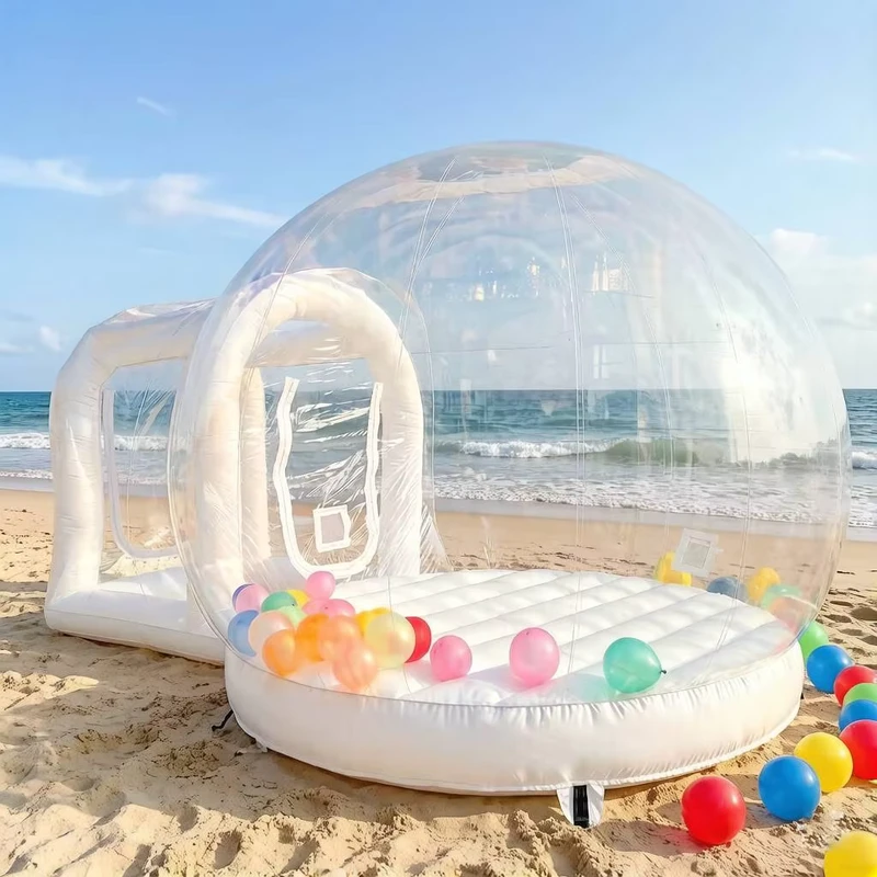 เต็นท์โดมฟองสบู่ 3m บ้านเด้งลม ฐานลมวัสดุ PVC ปราสาทกระโดดสำหรับเด็ก รวมพัดลม