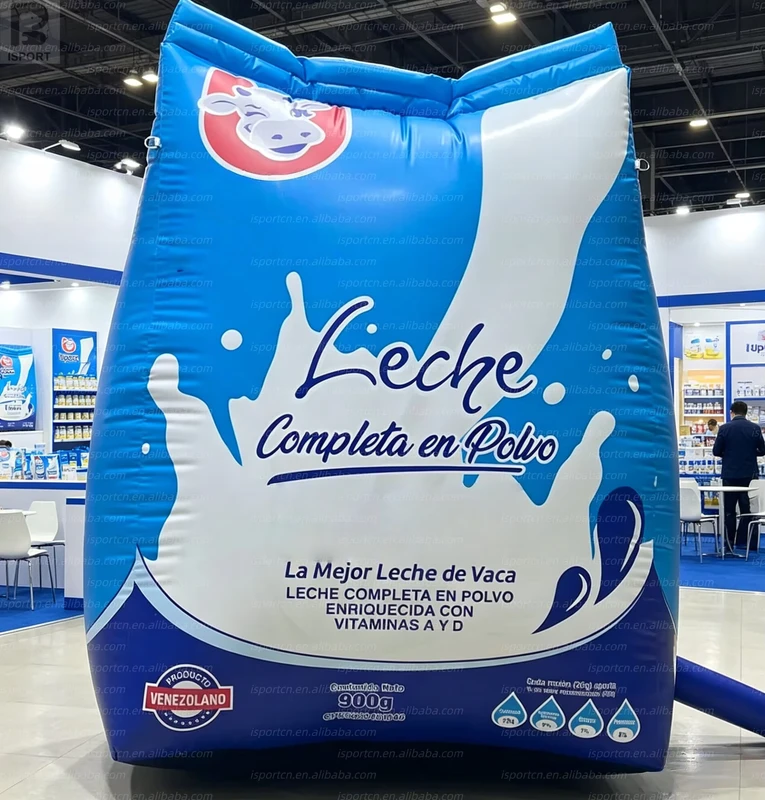 Saco Inflável Gigante de Leite em Pó de 3m com Luz LED, Acessório de Embalagem Grande para Ativação de Marca em Eventos