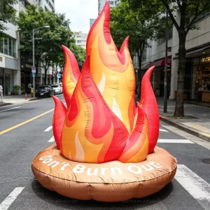 3m Custom Logo Giant Inflatable Fire Flame Campfire with LED Glowing Model for Party Carnival Street Mall