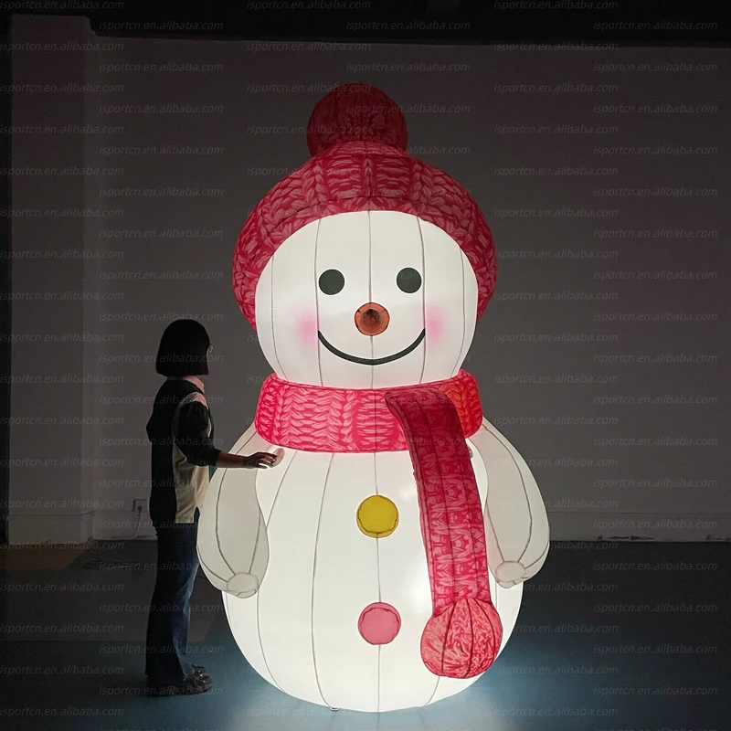 3 m süßer Schneemann LED-Licht rotierende aufblasbare Weihnachtsdekorationen für Außenpartys