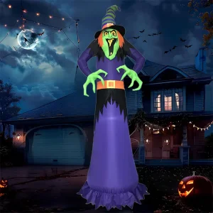 3m Halloween Inflatable LED Light Up Scary Witch Outdoor Yard Party Decoration Supplies