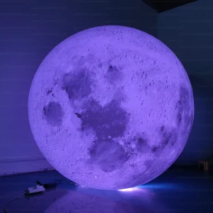 3m RGB Giant Inflatable Moon Model Custom Printed Inflatable Planet Sphere for Mall Festival Display Themed Event