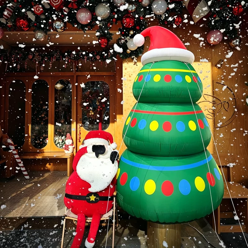 Arbre de Noël géant gonflable décoratif de 3m, arbre de Noël en cartoon durable avec lumières